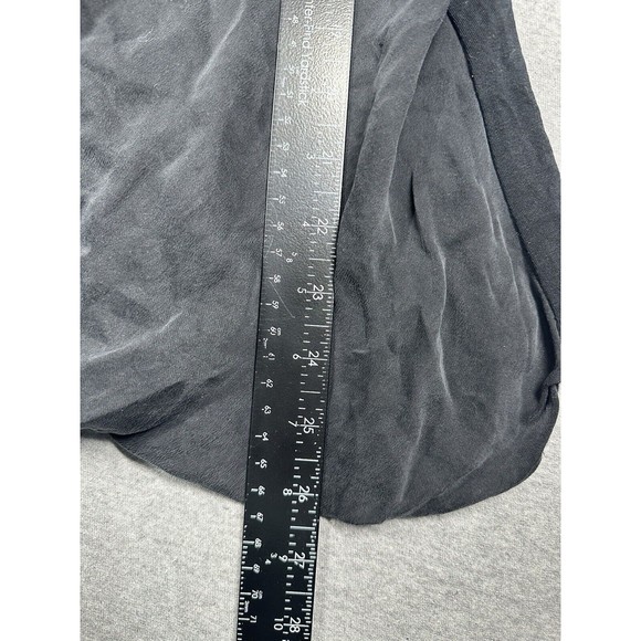 Theory Pullover Blouse Shirt Silk Blend Drape Accent Black Size Large - Picture 8 of 9